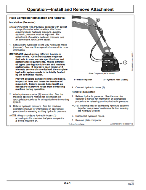 John Deere PC4, PC7, And PC10 Plate Compactor Operator Manual OMT405711X19