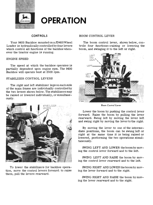 9400 Backhoe Operator Manual OMT33824 PDF