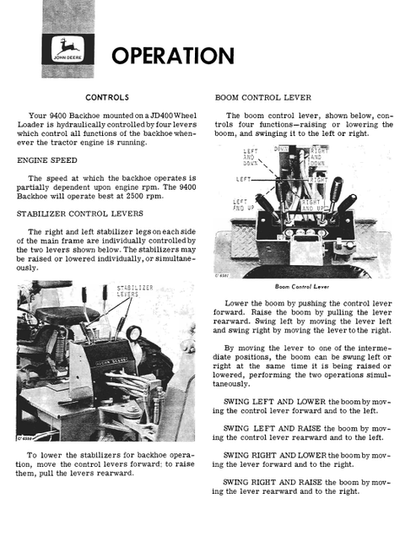 9400 Backhoe Operator Manual OMT33824 PDF