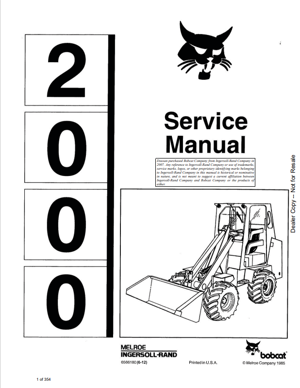 BOBCAT 2000 SERVICE MANUAL 6566180 PDF