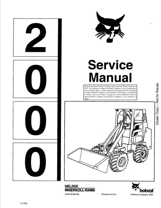 BOBCAT 2000 SERVICE MANUAL 6566180 PDF