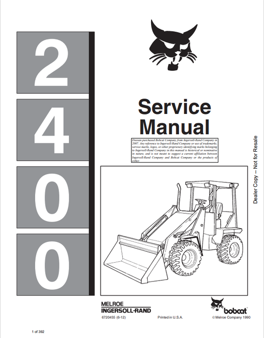 BOBCAT 2400 LOADER SERVICE MANUAL 6720455 PDF