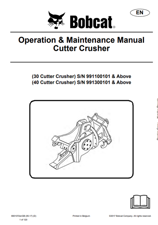 BOBCAT 30, 40 CUTTER CRUSHER OPERATION AND MAINTENANCE MANUAL 6901072 PDF