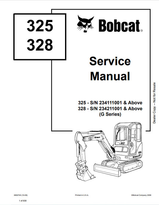 BOBCAT 325, 328 LOADER SERVICE MANUAL 6902745 PDF