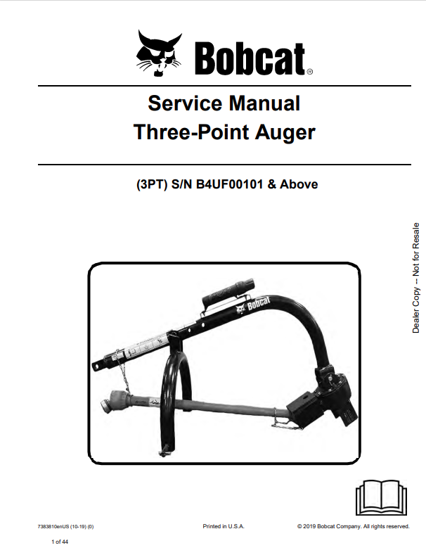BOBCAT 3PT THREE-POINT AUGER SERVICE MANUAL 7383810 PDF