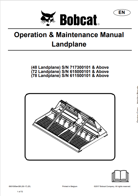 BOBCAT 48, 72, 78 LANDPLANE OPERATION AND MAINTENANCE MANUAL 6901095 PDF