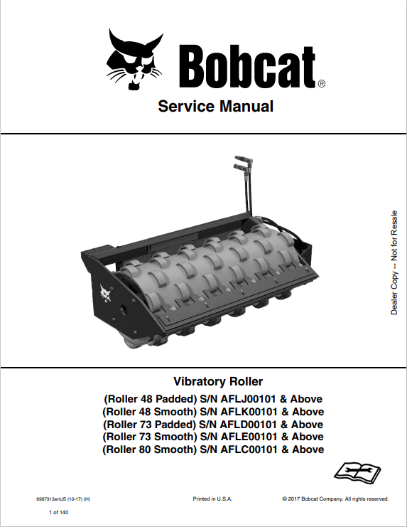 BOBCAT 48, 73, 80 VIBRATORY ROLLER SERVICE MANUAL 6987313 PDF