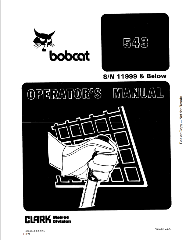  BOBCAT 543 LOADER OPERATOR MANUAL 6556846 PDF
