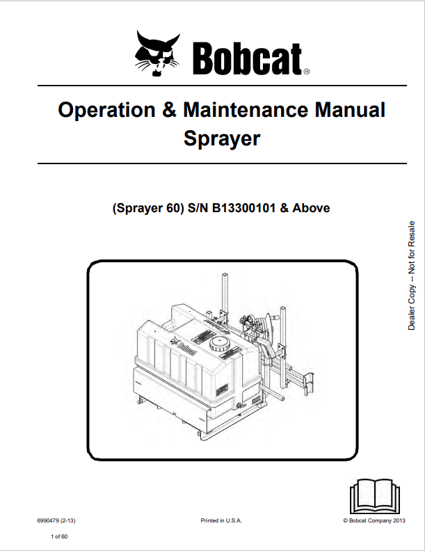 BOBCAT 60 SPRAYER OPERATION AND MAINTENANCE MANUAL 6990479 PDF