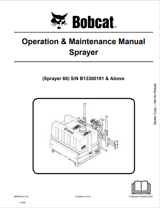 BOBCAT 60 SPRAYER OPERATION AND MAINTENANCE MANUAL 6990479 PDF