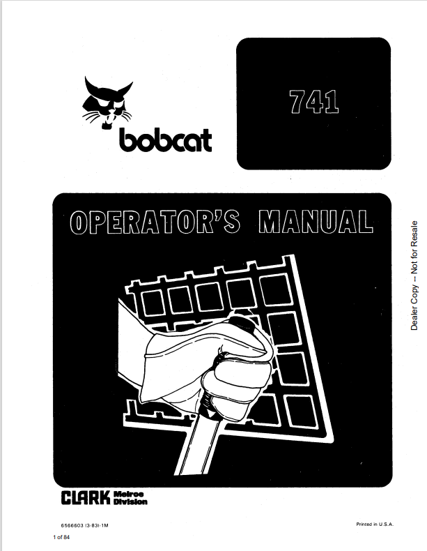 BOBCAT 741 LOADER OPERATOR MANUAL 6566603 PDF