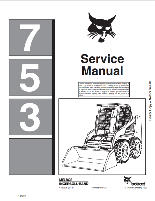 BOBCAT 753 LOADER SERVICE MANUAL 6720326 PDF