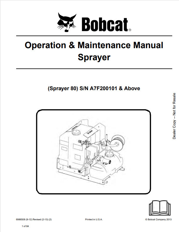 BOBCAT 80 SPRAYER OPERATION AND MAINTENANCE MANUAL 6986508 PDF