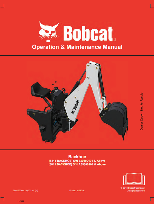 BOBCAT 8811, 8811 BACKHOE OPERATION AND MAINTENANCE MANUAL 6901767 PDF