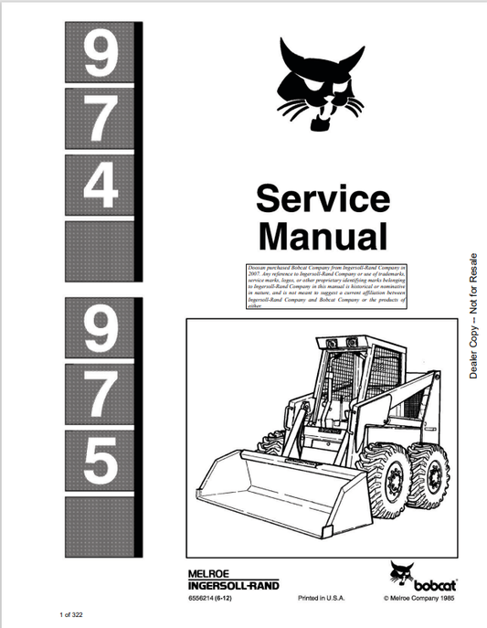 BOBCAT 974, 975 LOADER SERVICE MANUAL 6556214 PDF