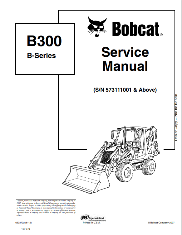 BOBCAT B300 B SERIES BACKHOE LOADER SERVICE MANUAL 6903702 PDFBOBCAT B300 B SERIES BACKHOE LOADER SERVICE MANUAL 6903702 PDF