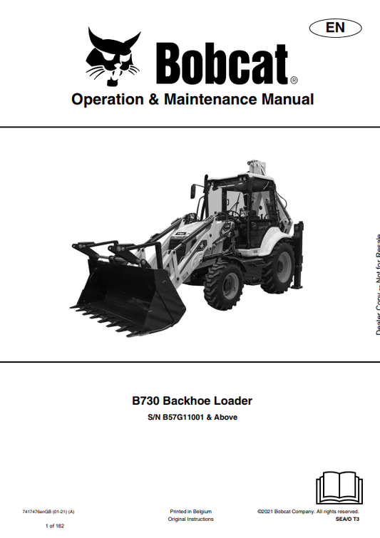 BOBCAT B730 BACKHOE LOADER OPERATION AND MAINTENANCE MANUAL 7417476 PDF