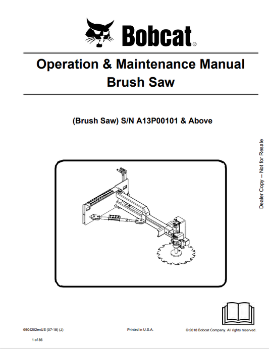 BOBCAT BRUSH SAW OPERATION AND MAINTENANCE MANUAL 6904202 PDF