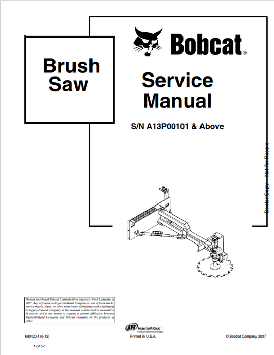BOBCAT BRUSH SAW SERVICE MANUAL 6904204 PDF