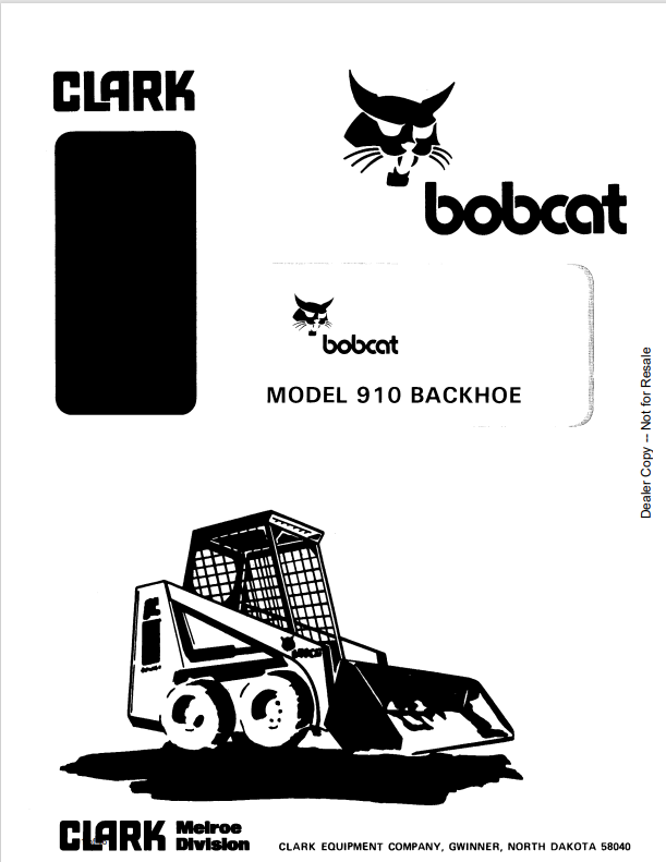 BOBCAT CLARK 910 BACKHOE OWNER MANUAL 6549802 PDF