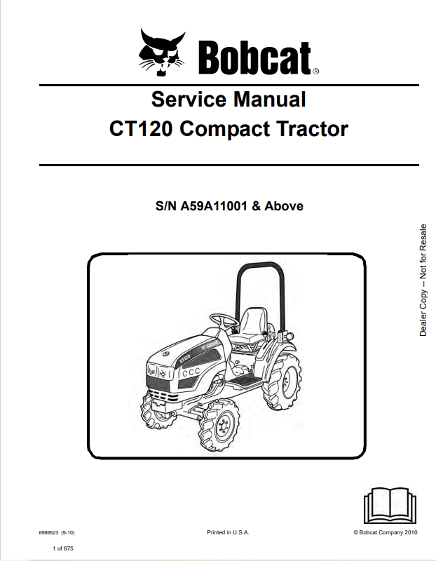 BOBCAT CT120 COMPACT TRACTOR SERVICE MANUAL 6986523 PDF