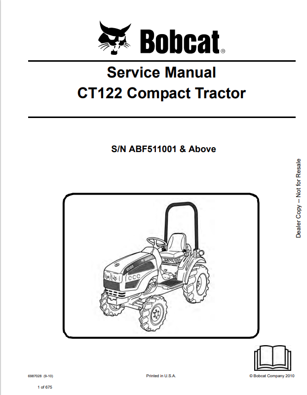 BOBCAT CT122 COMPACT TRACTOR SERVICE MANUAL 6987028 PDF