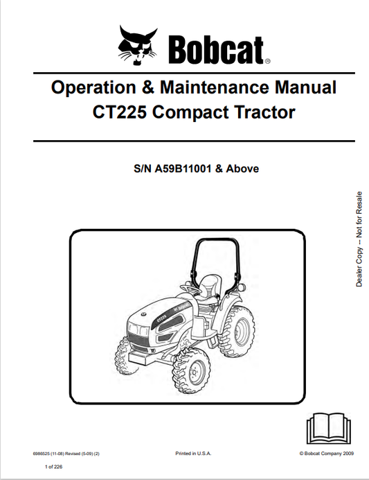 BOBCAT CT225 COMPACT TRACTOR OPERATION AND MAINTENANCE MANUAL 6986525 PDF