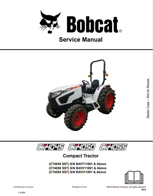 BOBCAT CT4045, CT4050, CT4055, COMPACT TRACTOR SERVICE MANUAL 7372753 PDF