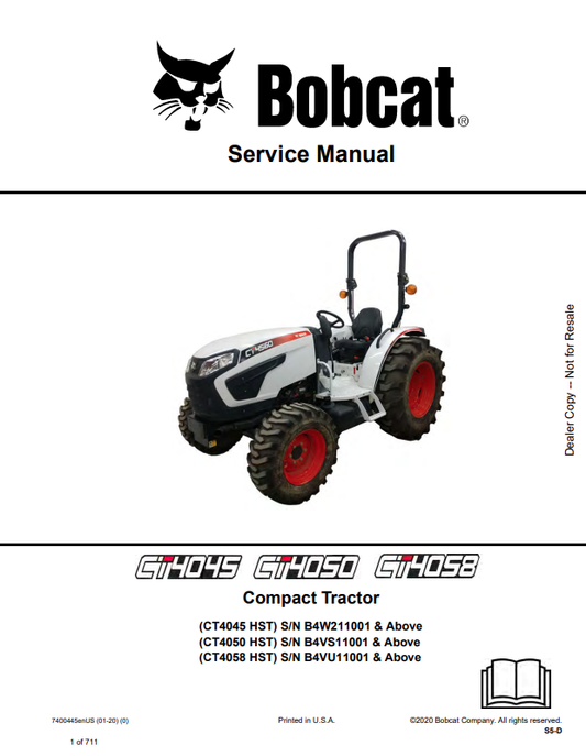 BOBCAT CT4045, CT4050, CT4058 COMPACT TRACTOR SERVICE MANUAL 7400445 PDF