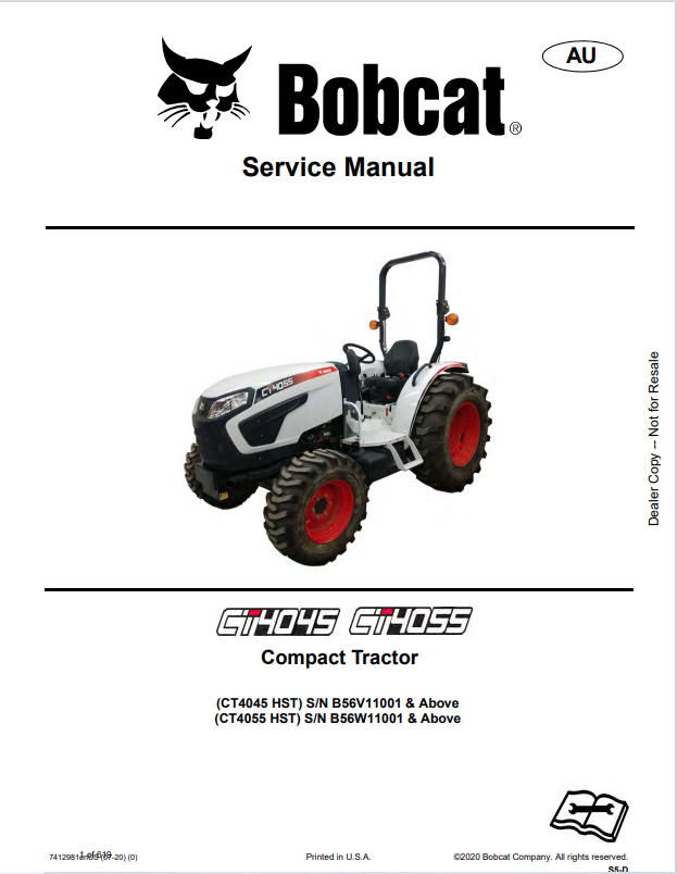BOBCAT CT4045, CT4055 COMPACT TRACTOR SERVICE MANUAL 7412981 PDF