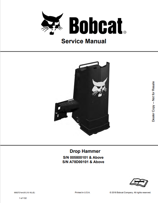 BOBCAT DROP HAMMER SERVICE MANUAL 6902721 PDF
