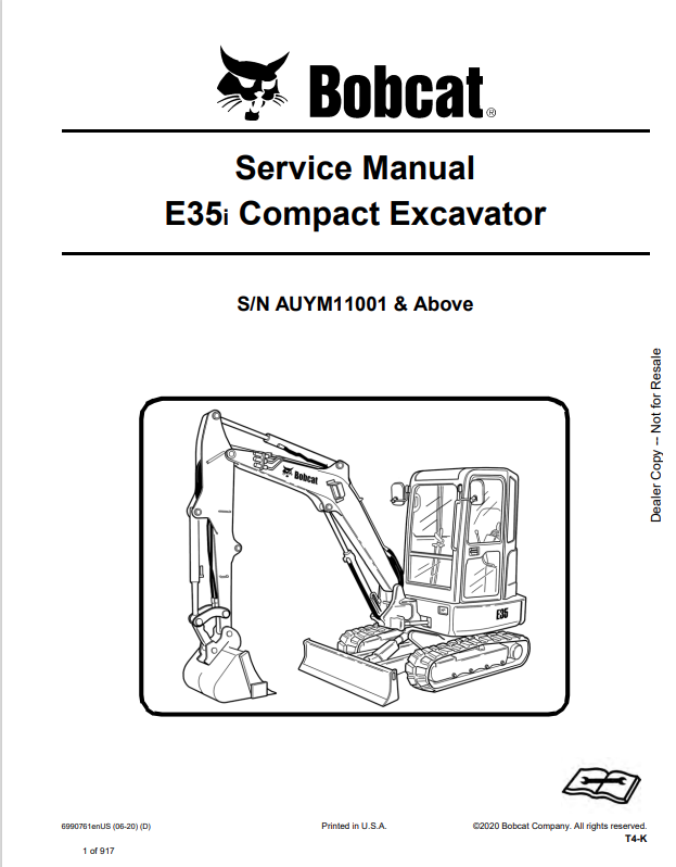 BOBCAT E35i COMPACT EXCAVATOR SERVICE MANUAL 6990761 PDF