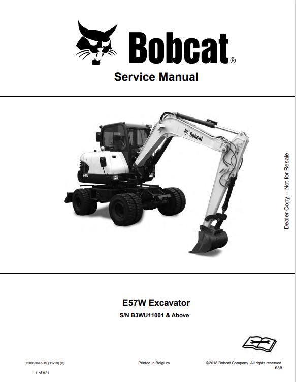 BOBCAT E57W COMPACT EXCAVATOR SERVICE MANUAL 7280536 PDF