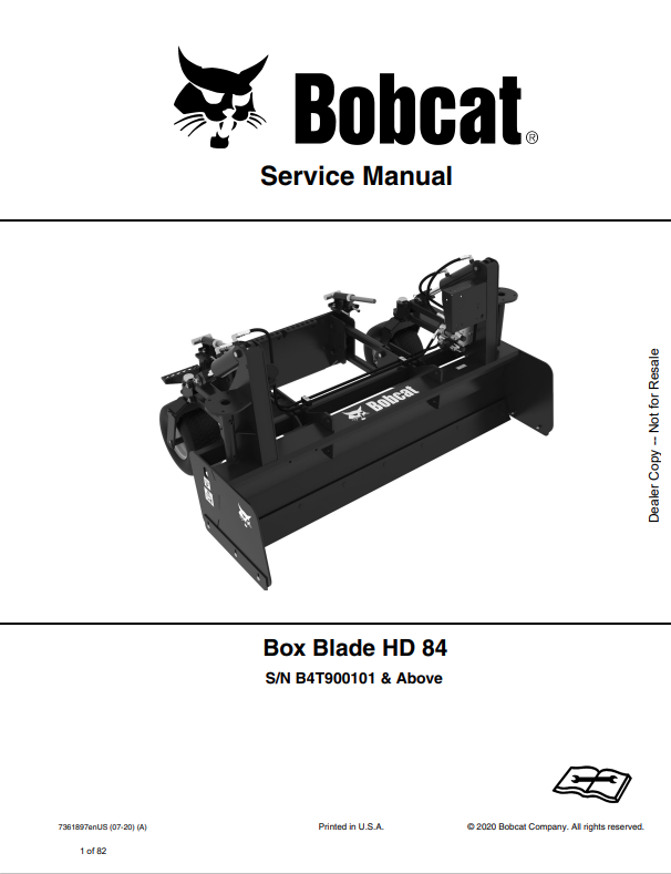BOBCAT HD 84 BOX BLADE SERVICE MANUAL 7361897 PDF