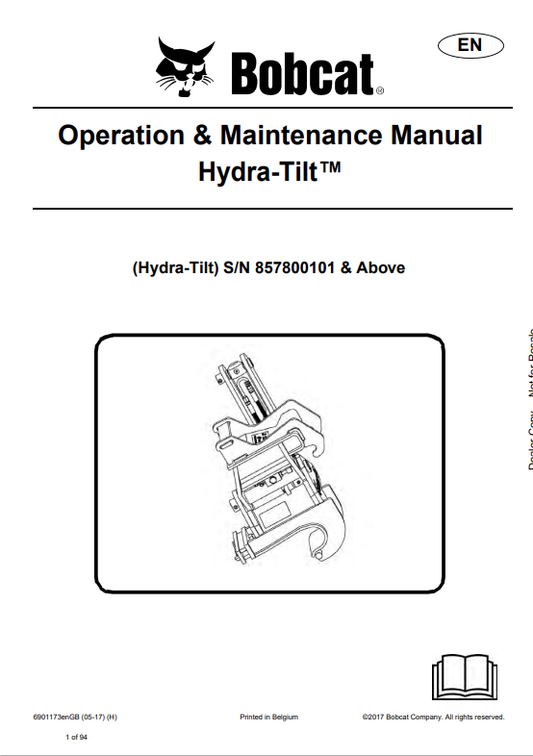BOBCAT HYDRA-TILT OPERATION AND MAINTENANCE MANUAL 6901173 PDF