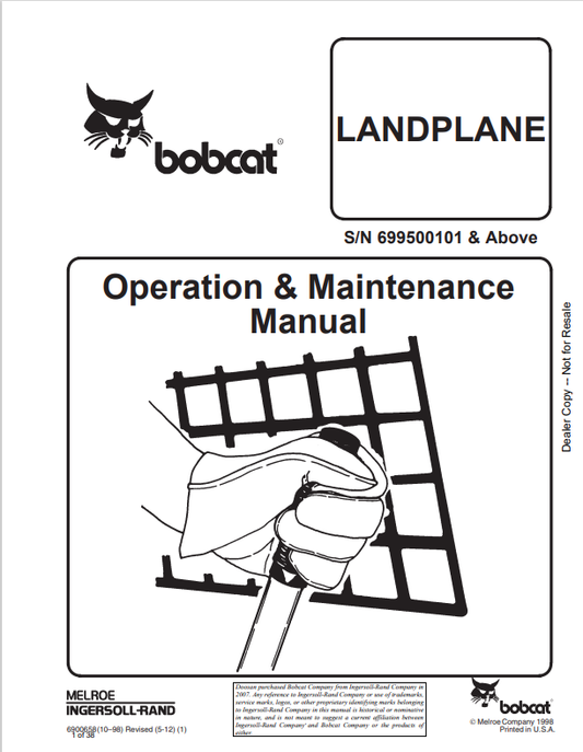 BOBCAT LANDPLANE OPERATION AND MAINTENANCE MANUAL 6900658 PDF