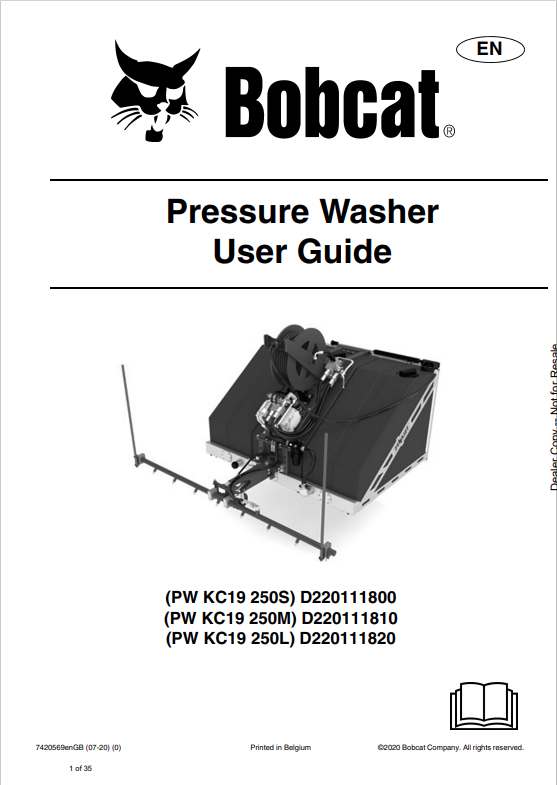 BOBCAT PRESSURE WASHER AND USER GUIDE MANUAL 7420569 PDF