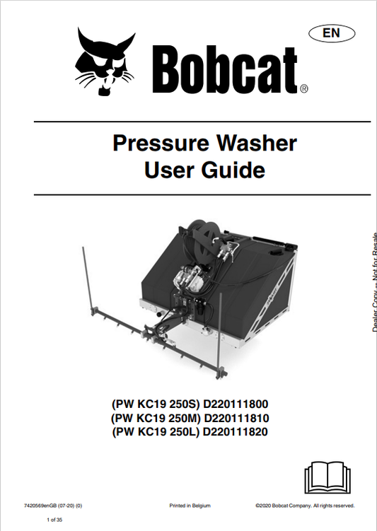 BOBCAT PRESSURE WASHER AND USER GUIDE MANUAL 7420569 PDF