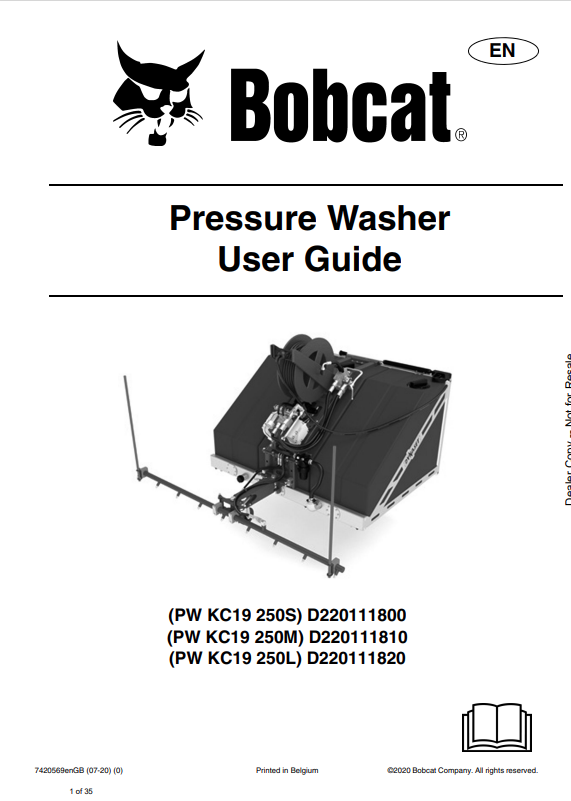 BOBCAT PRESSURE WASHER USER GUIDE MANUAL 7420569 PDF