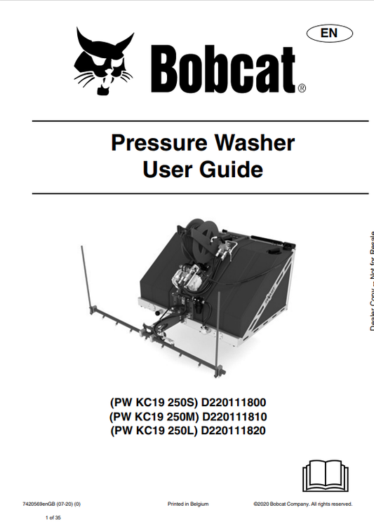BOBCAT PRESSURE WASHER USER GUIDE MANUAL 7420569 PDF