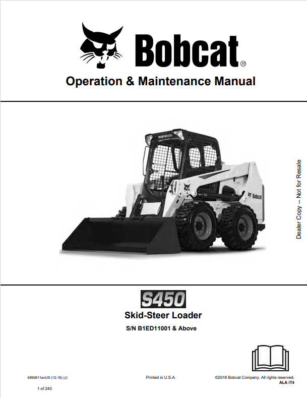 BOBCAT S450 SKID STEER LOADER OPERATION AND MAINTENANCE MANUAL 6990811 PDF