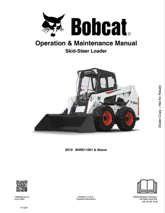 BOBCAT S510 SKID STEER LOADER OPERATION AND MAINTENANCE MANUAL 7398909 PDF