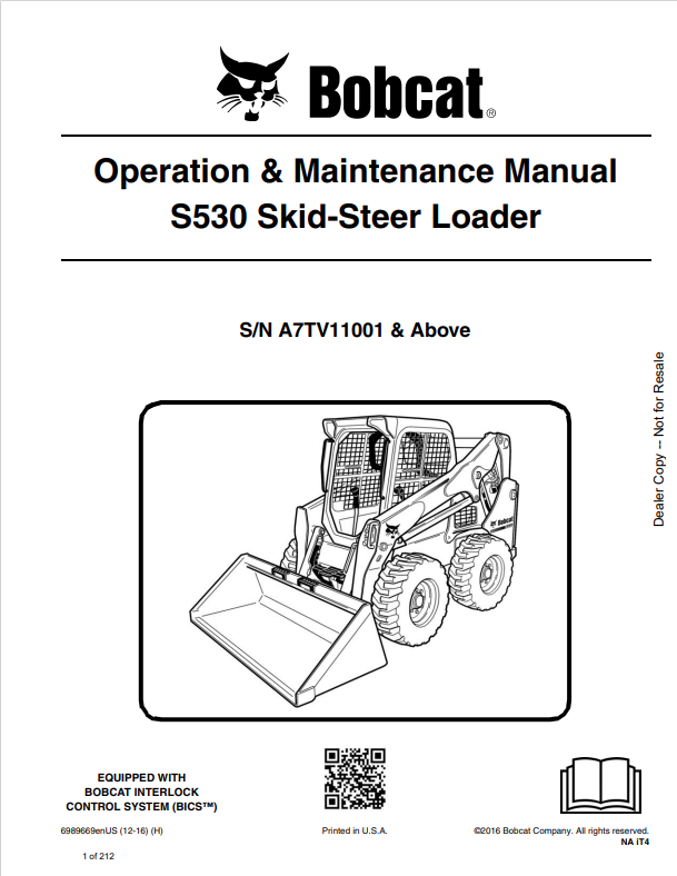BOBCAT S530 SKID STEER LOADER OPERATION AND MAINTENANCE MANUAL 6989669 PDF