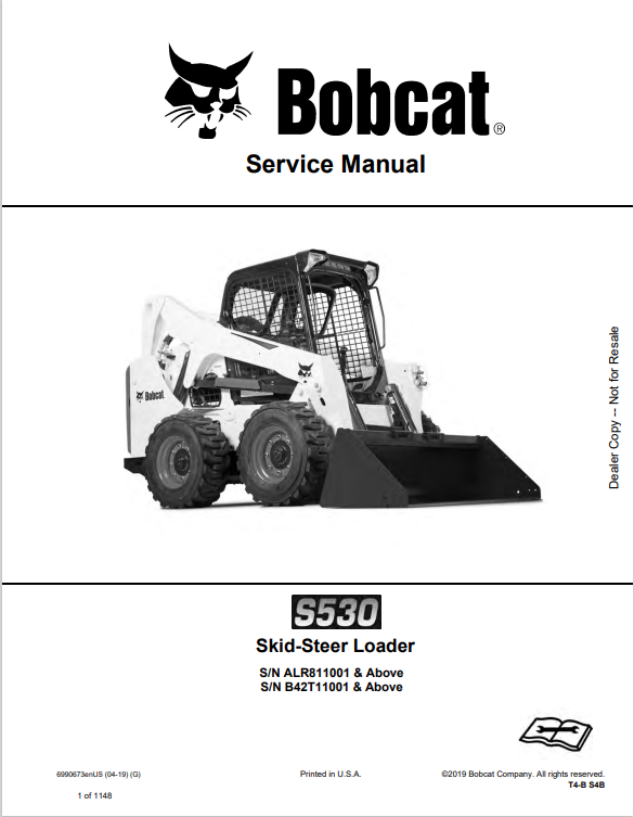 BOBCAT S530 SKID STEER LOADER SERVICE MANUAL 6990673 PDF