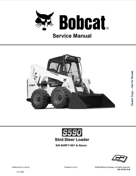 BOBCAT S590 SKID-STEER LOADER SERVICE MANUAL 7398914 PDF