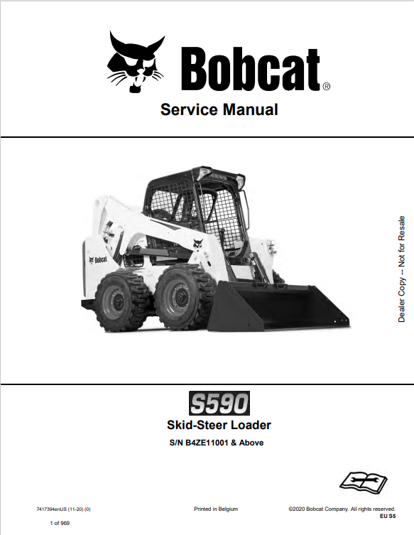 BOBCAT S590 SKID-STEER LOADER SERVICE MANUAL 7417394 PDF