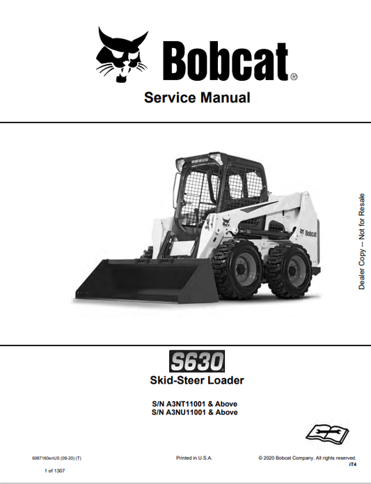 BOBCAT S630 SKID-STEER LOADER SERVICE MANUAL 6987160 PDF