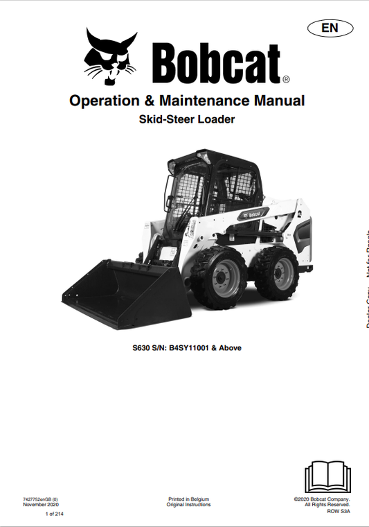 BOBCAT S630 SKID STEER LOADER OPERATION AND MAINTENANCE MANUAL 7427752 PDF