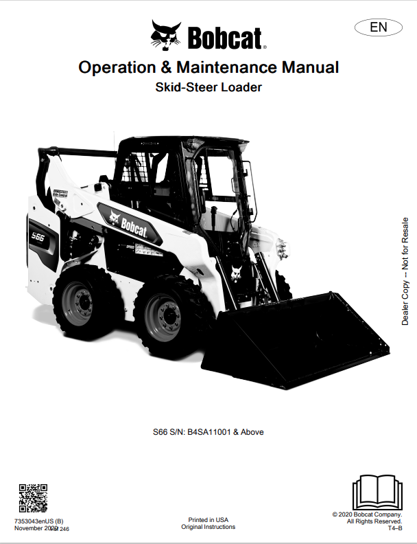 BOBCAT S66 SKID STEER LOADER OPERATION AND MAINTENANCE MANUAL 7353043 PDF