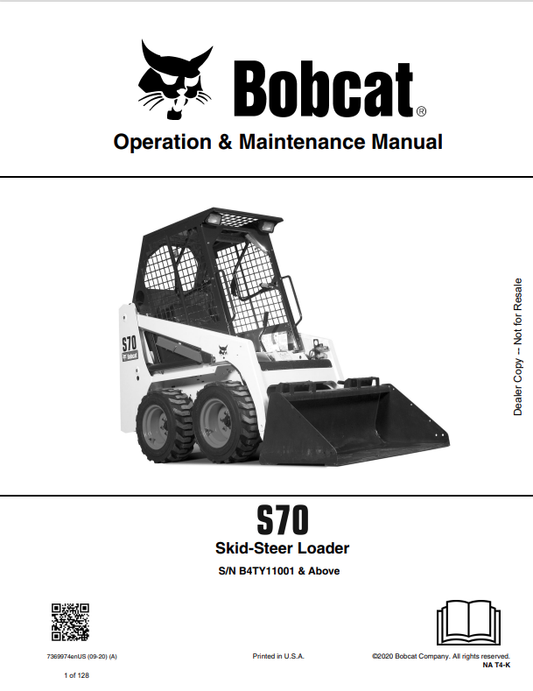 BOBCAT S70 SKID STEER LOADER OPERATION AND MAINTENANCE MANUAL 7369974 PDF